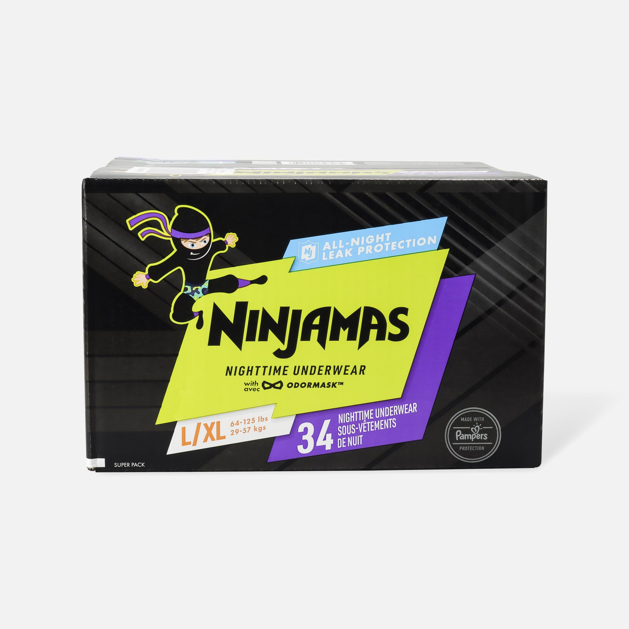 Ninjamas Nighttime Bedwetting Underwear, Boy, Size L/XL, 34 ct., , large