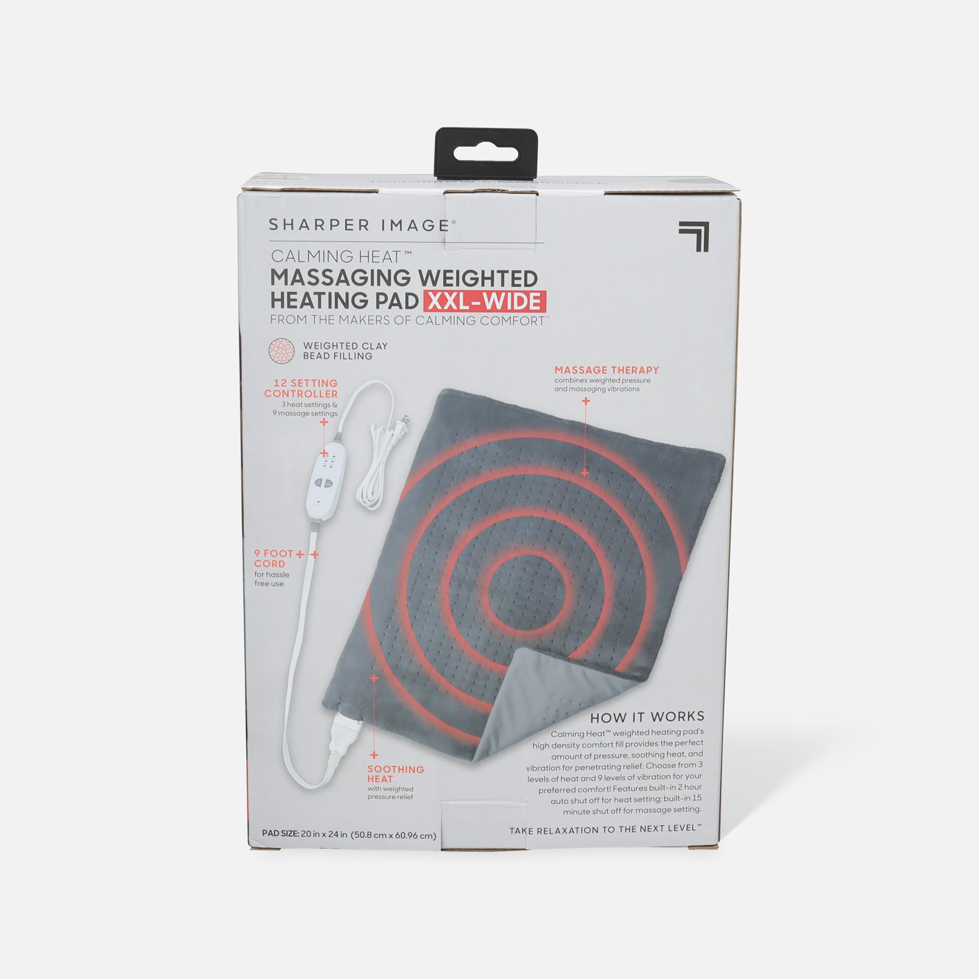 Sharper Image Calming Heat Massaging Weighted Heating Pad, XXL-Wide, , large
