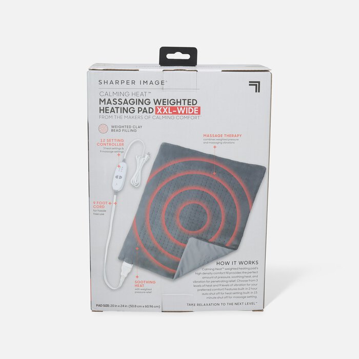 Sharper Image Calming Heat Massaging Weighted Heating Pad, XXL-Wide, , large