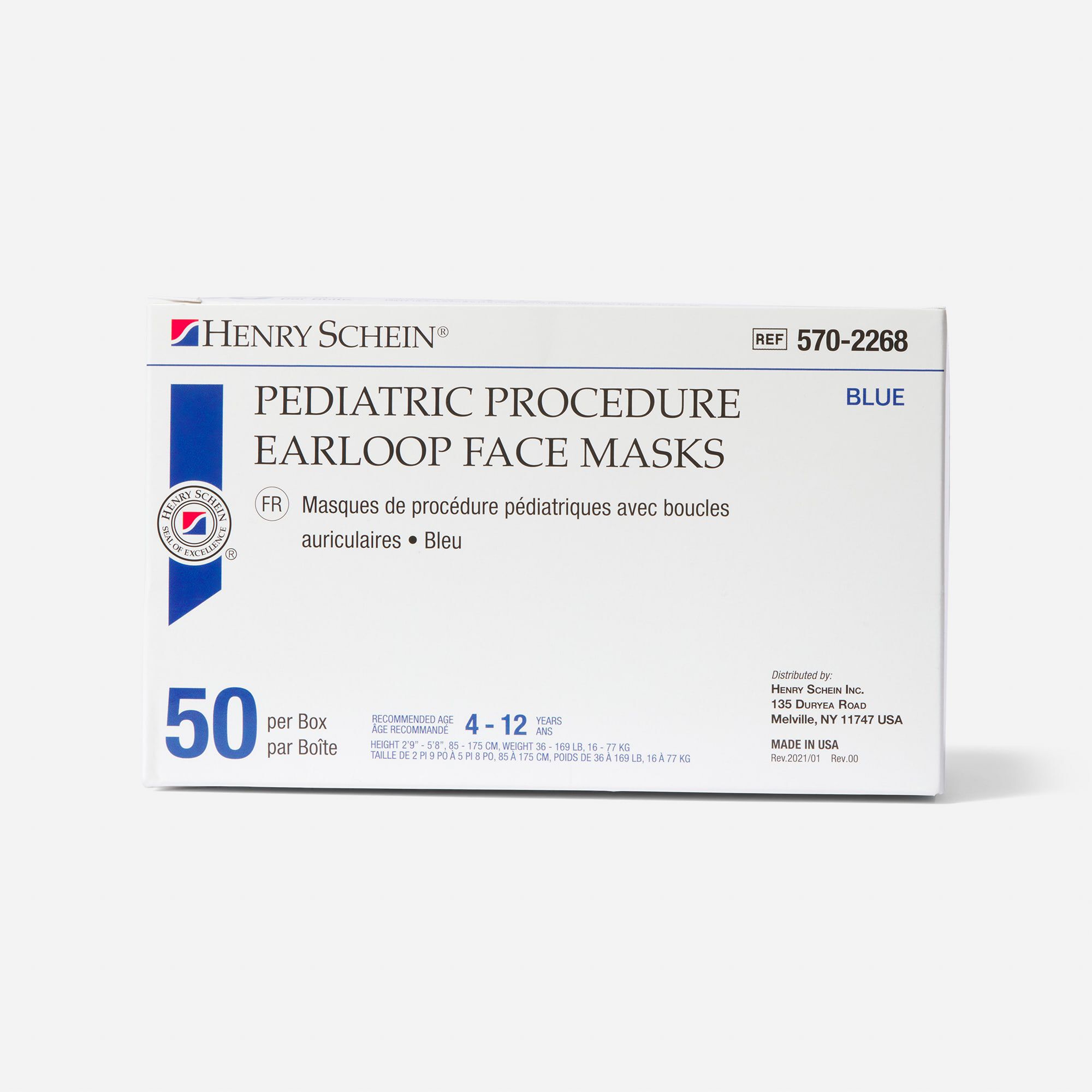 Henry Schein Pediatric Mask, Blue, Box of 50, , large