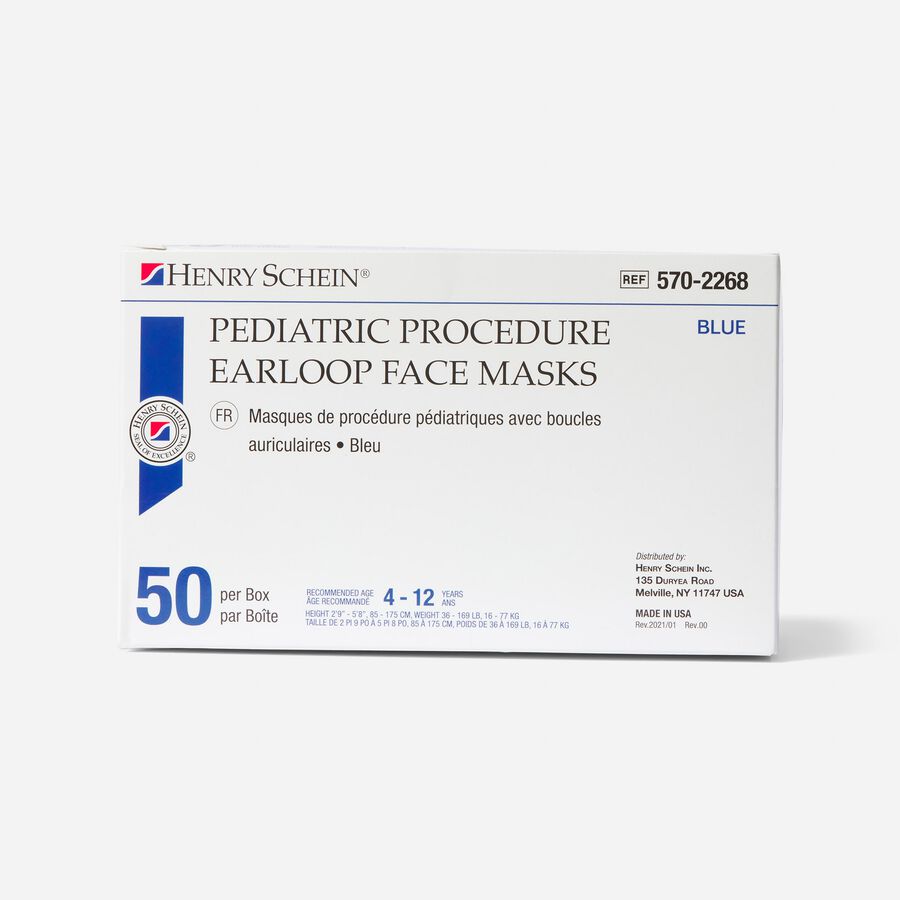 Henry Schein Pediatric Mask, Blue, Box of 50, , large image number 1
