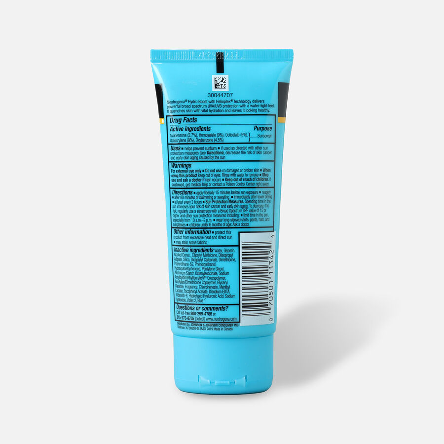 Neutrogena Hydro Boost Water Gel Moisturizing Sunscreen Lotion, SPF 50, 3 fl oz., , large image number 1