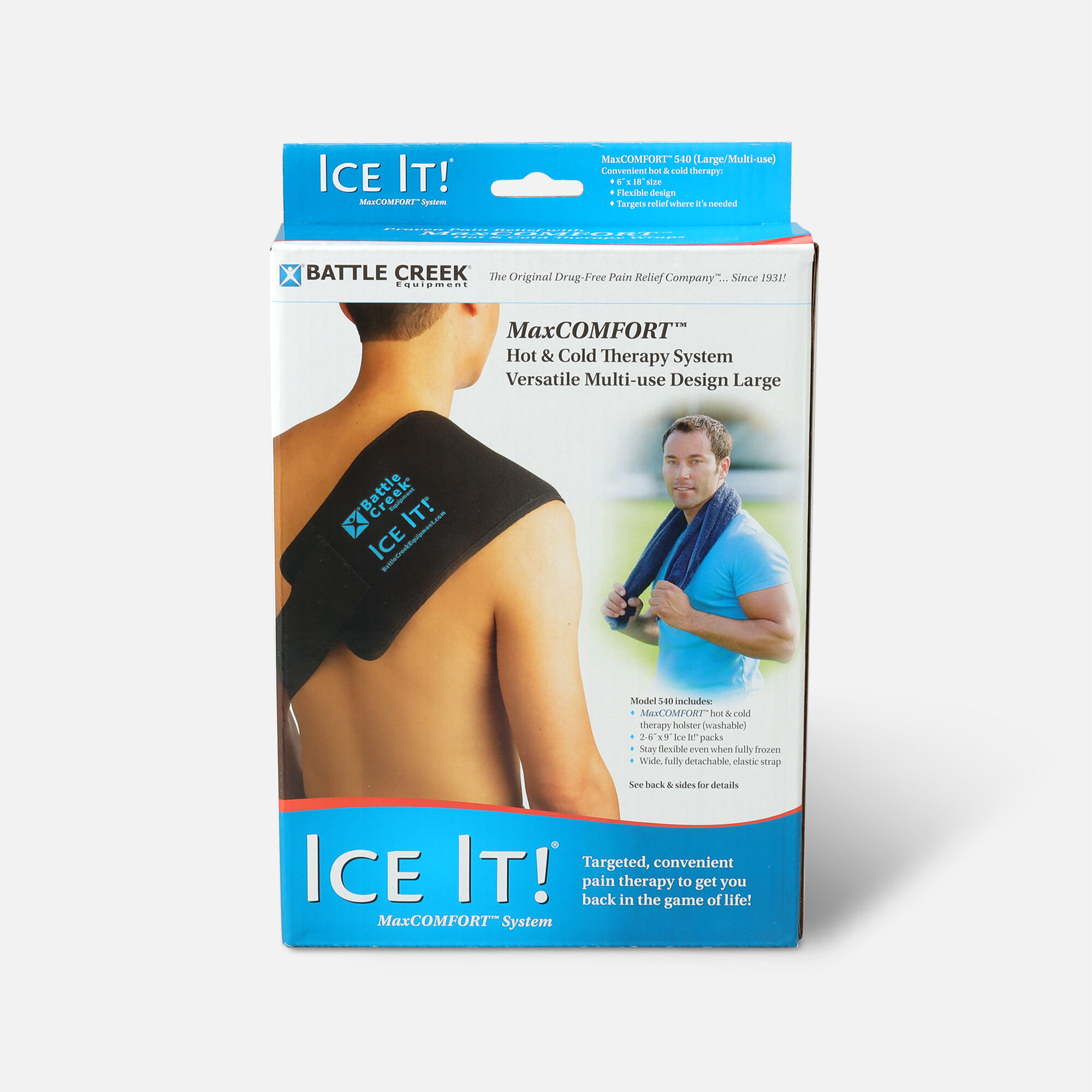 Battle Creek Ice It!® ColdCOMFORT™ System with Strap Model 540, 6" x 18", , large