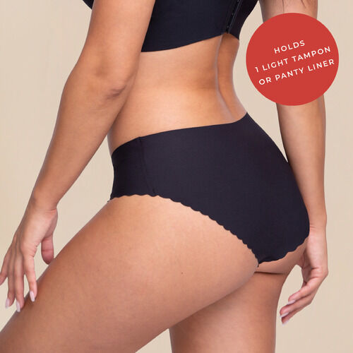 Proof® Period Underwear - Everyday Panties (1 Light Tampon/Panty Liner), Black, large