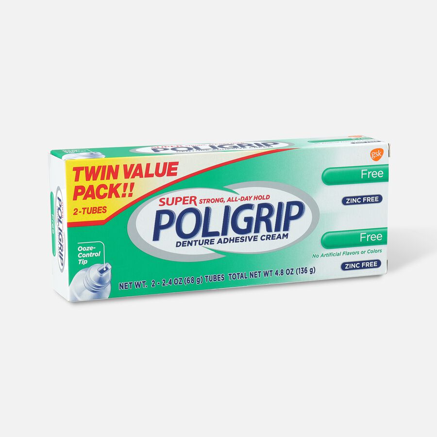 Super Poligrip Free Formula Zinc Free Denture Adhesive Cream - Twin Pack, , large image number 2