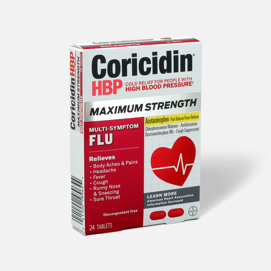 Coricidin HBP Max Strength Multi-Symptom Flu Tablets, 24 ct., , large image number 2