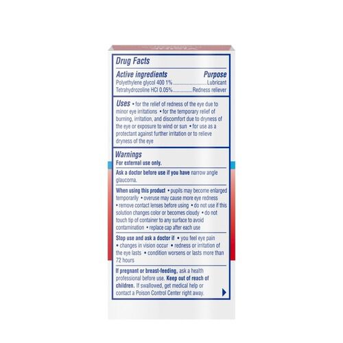 Visine Red Eye Hydrating Comfort Lubricating Eye Drops, .5 fl oz., , large