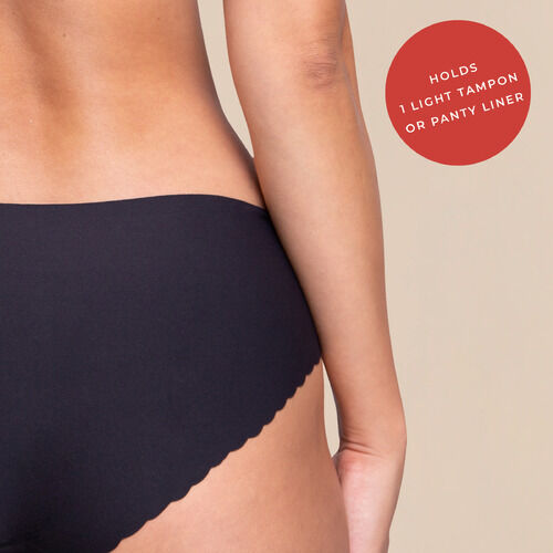 Proof® Period Underwear - Everyday Panties (1 Light Tampon/Panty Liner), Black, large