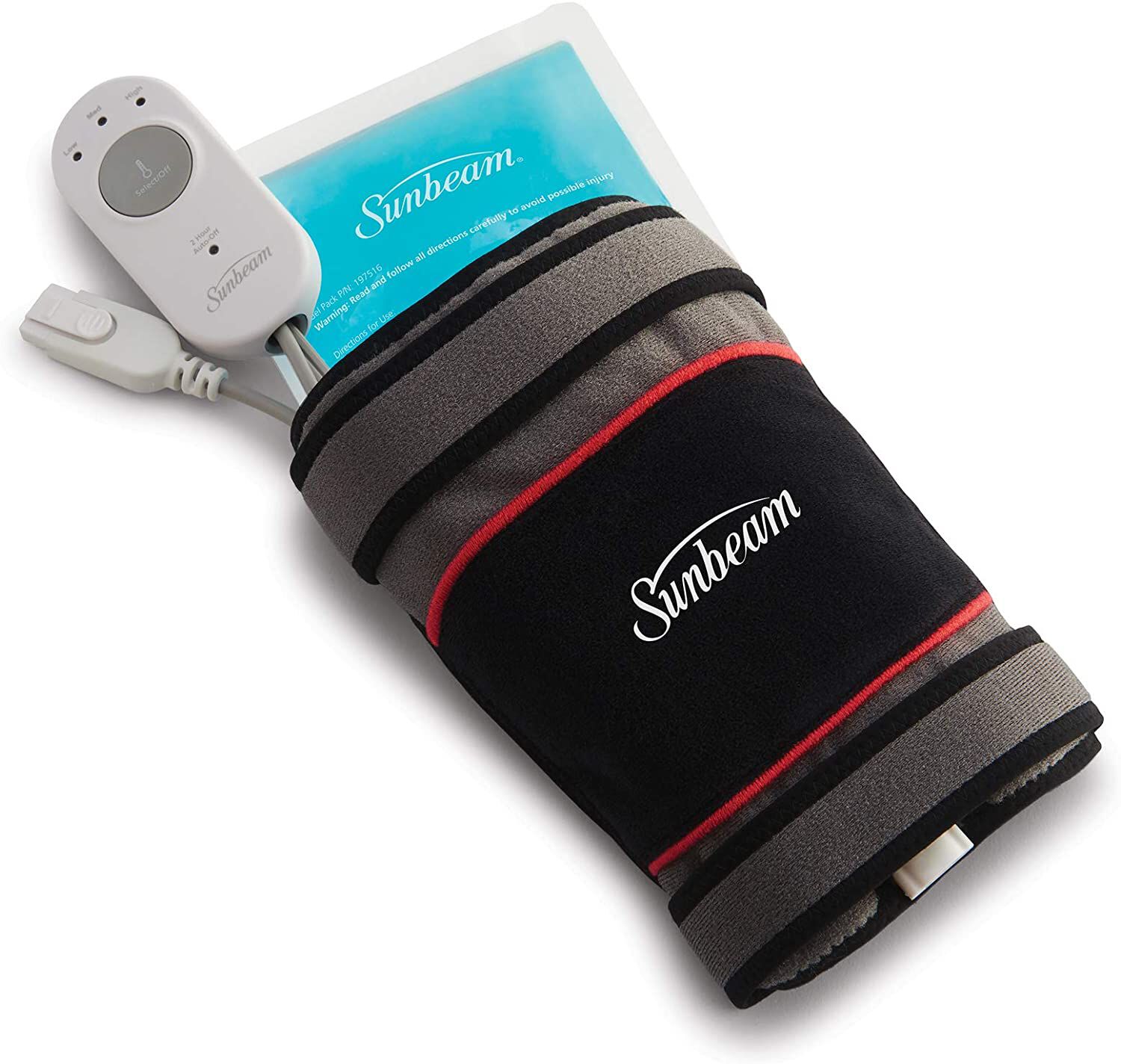 Sunbeam FlexTemp Hot + Cold Joint Wrap With Gel Pack, Gray, 3 Heat Settings, , large