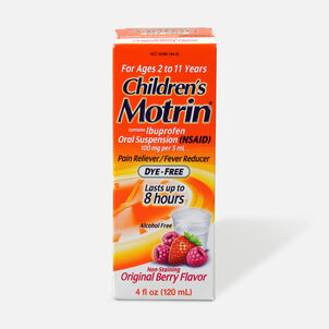 Children's Motrin Pain Reliever/Fever Reducer Liquid, Dye-Free, Original Berry, 4 fl oz.