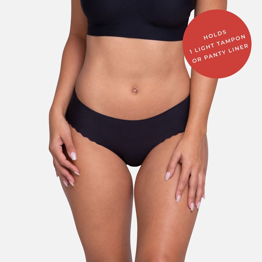 Proof® Period Underwear - Everyday Panties (1 Light Tampon/Panty Liner), Black, large