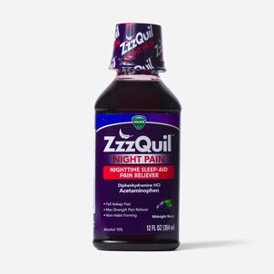 Vicks ZzzQuil Night Pain & Sleep Aid, Midnight Berry, 12 fl oz.