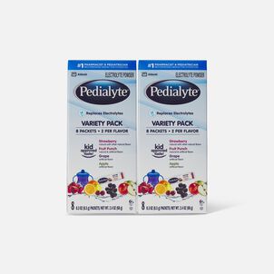 Pedialyte&reg; Electrolyte Powder Pack - Punch, Grape, Apple and Strawberry Flavor Variety, .3 oz., 8 ct. (2-Pack)