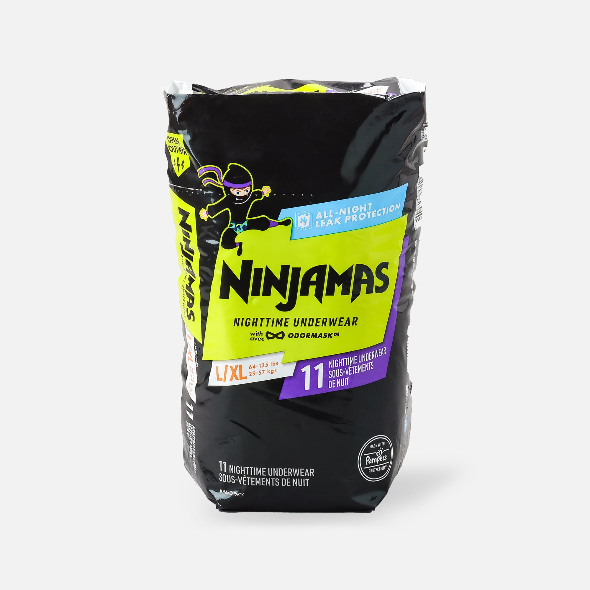 Ninjamas Nighttime Bedwetting Underwear, Boy, Size L/XL, 34 ct., , large