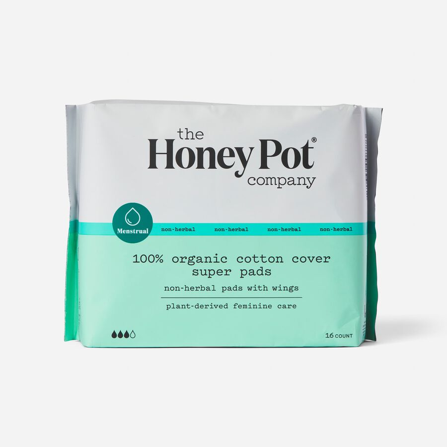 The Honey Pot 100% Organic Top Sheet Super Herbal Menstrual Pads with Wings, , large image number 5