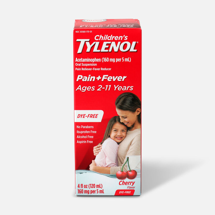 Tylenol Children's Pain & Fever Reliever Liquid, Dye-Free, Cherry, 4 fl oz., , large image number 0