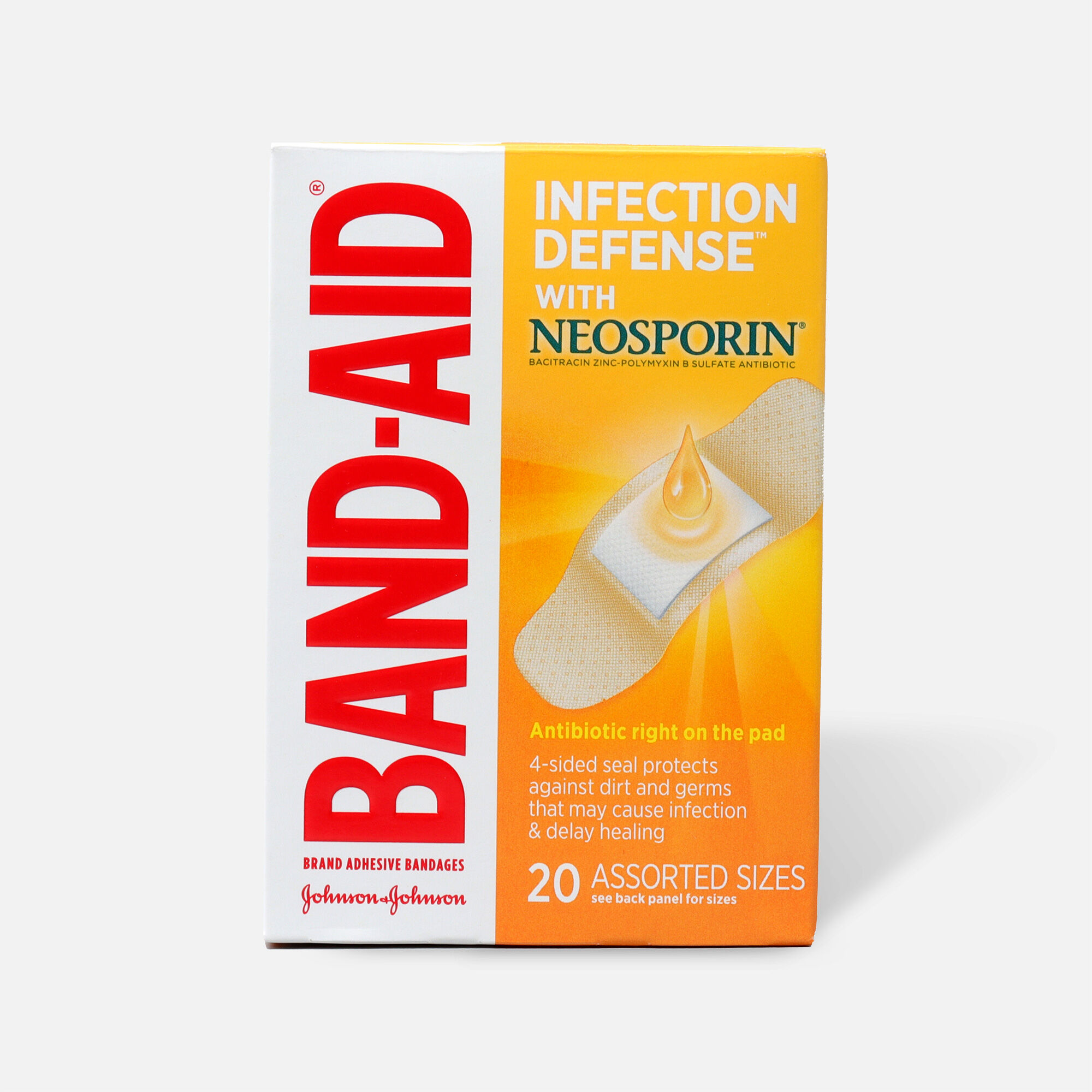 BAND-AID® Bandages with Neosporin Antibiotic Ointment, Assorted Sizes, 20 ct., , large