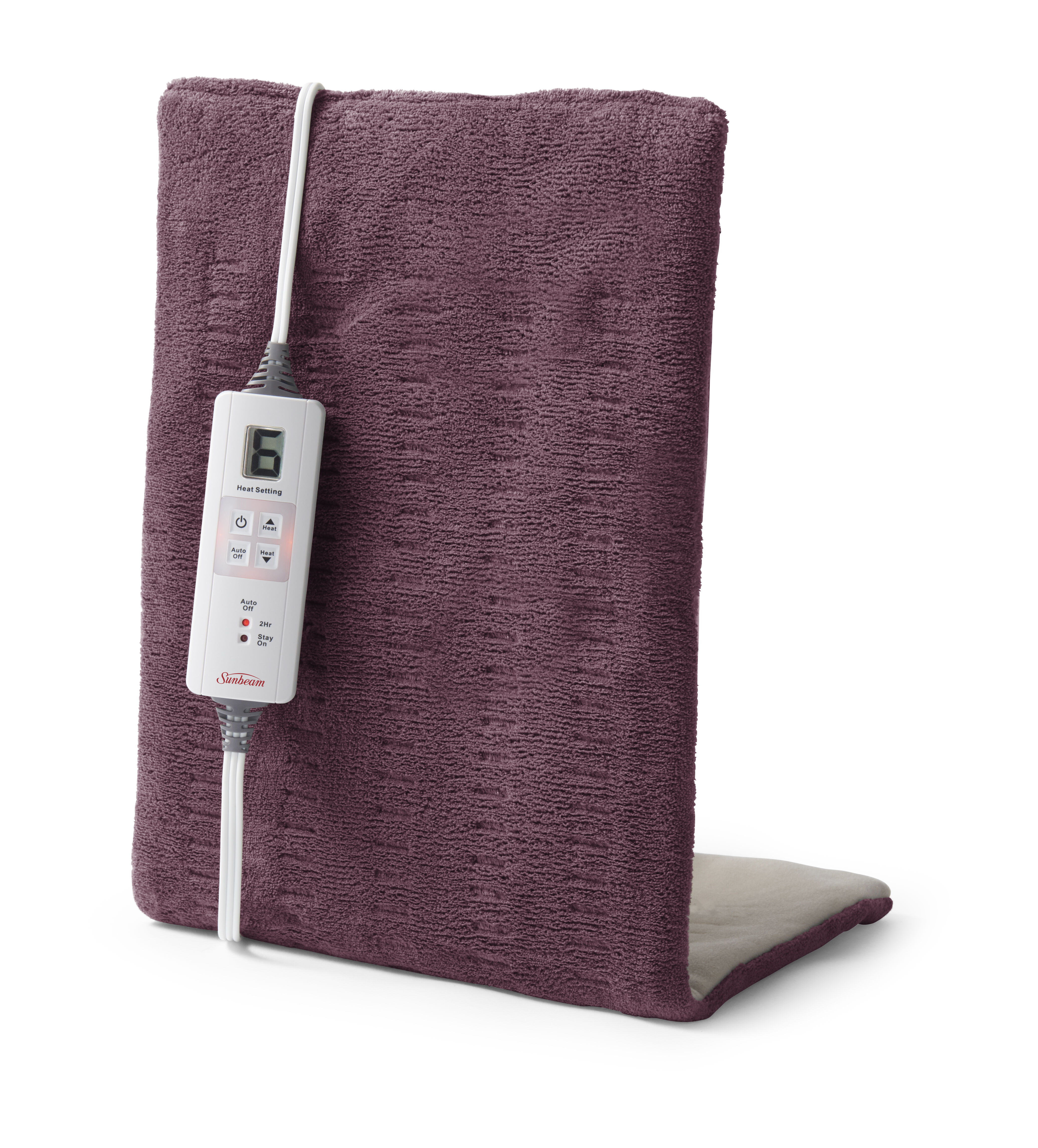 Sunbeam XpressHeat, Premium King Size Heating Pad, Burgundy, Microplush, 6 Heat Settings, , large