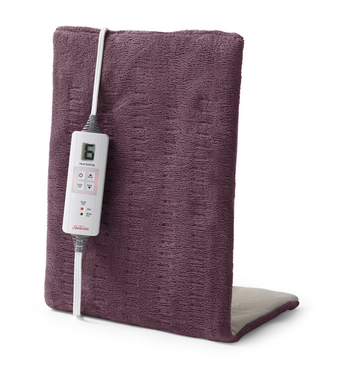 Sunbeam XpressHeat, Premium King Size Heating Pad, Burgundy, Microplush, 6 Heat Settings, , large