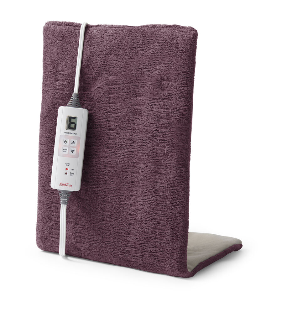 Sunbeam XpressHeat, Premium King Size Heating Pad, Burgundy, Microplush, 6 Heat Settings, , large image number 1