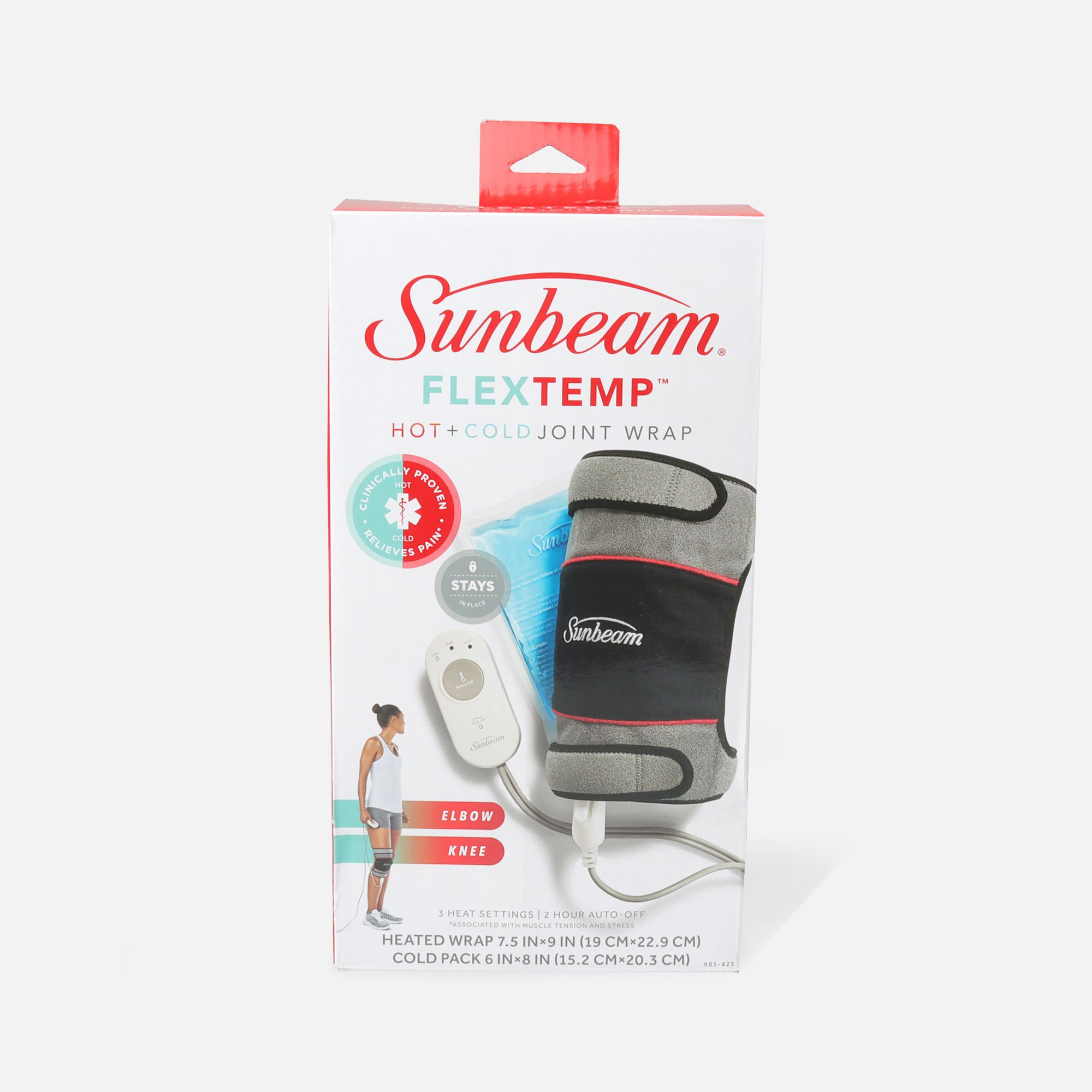 Sunbeam FlexTemp Hot + Cold Joint Wrap With Gel Pack, Gray, 3 Heat Settings, , large