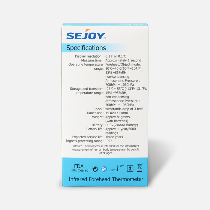 Sejoy Infrared Forehead Thermometer, , large