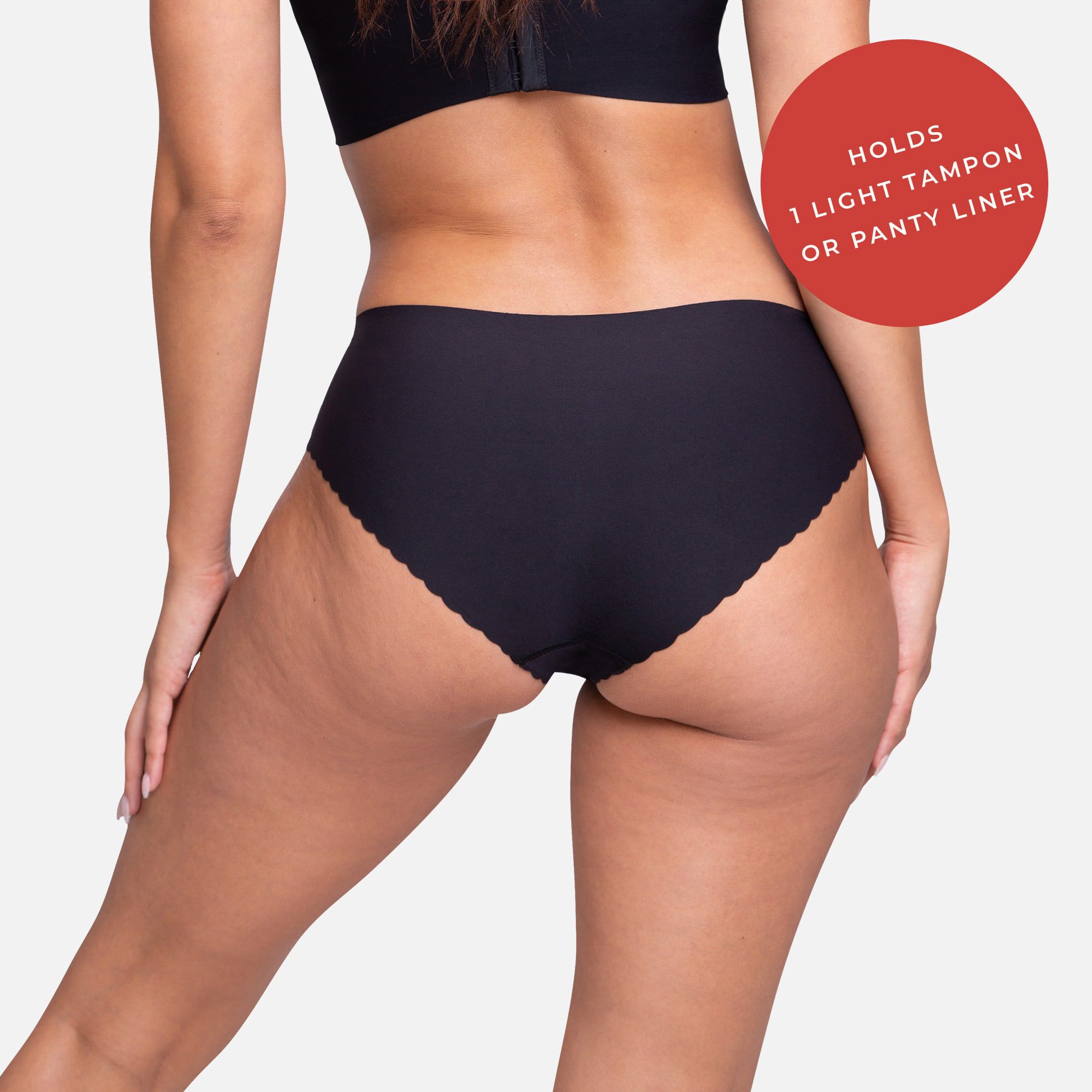 Proof® Period Underwear - Everyday Panties (1 Light Tampon/Panty Liner), Black, large