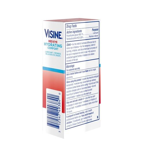 Visine Red Eye Hydrating Comfort Lubricating Eye Drops, .5 fl oz., , large