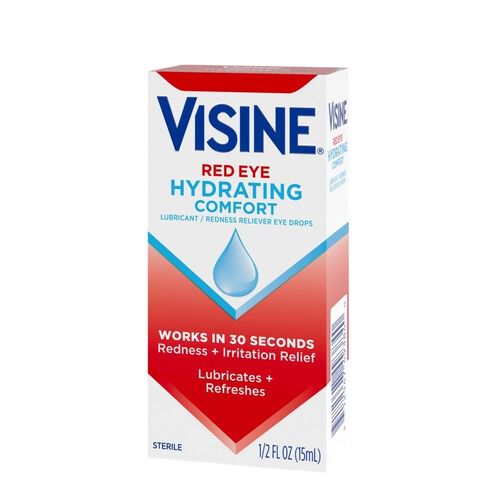 Visine Red Eye Hydrating Comfort Lubricating Eye Drops, .5 fl oz., , large