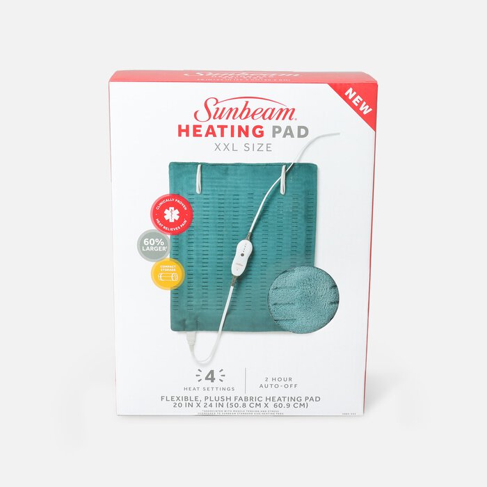 Sunbeam Premium 2X-Large Plush Heating Pad, Dark Teal, 4 Heat Settings, , large