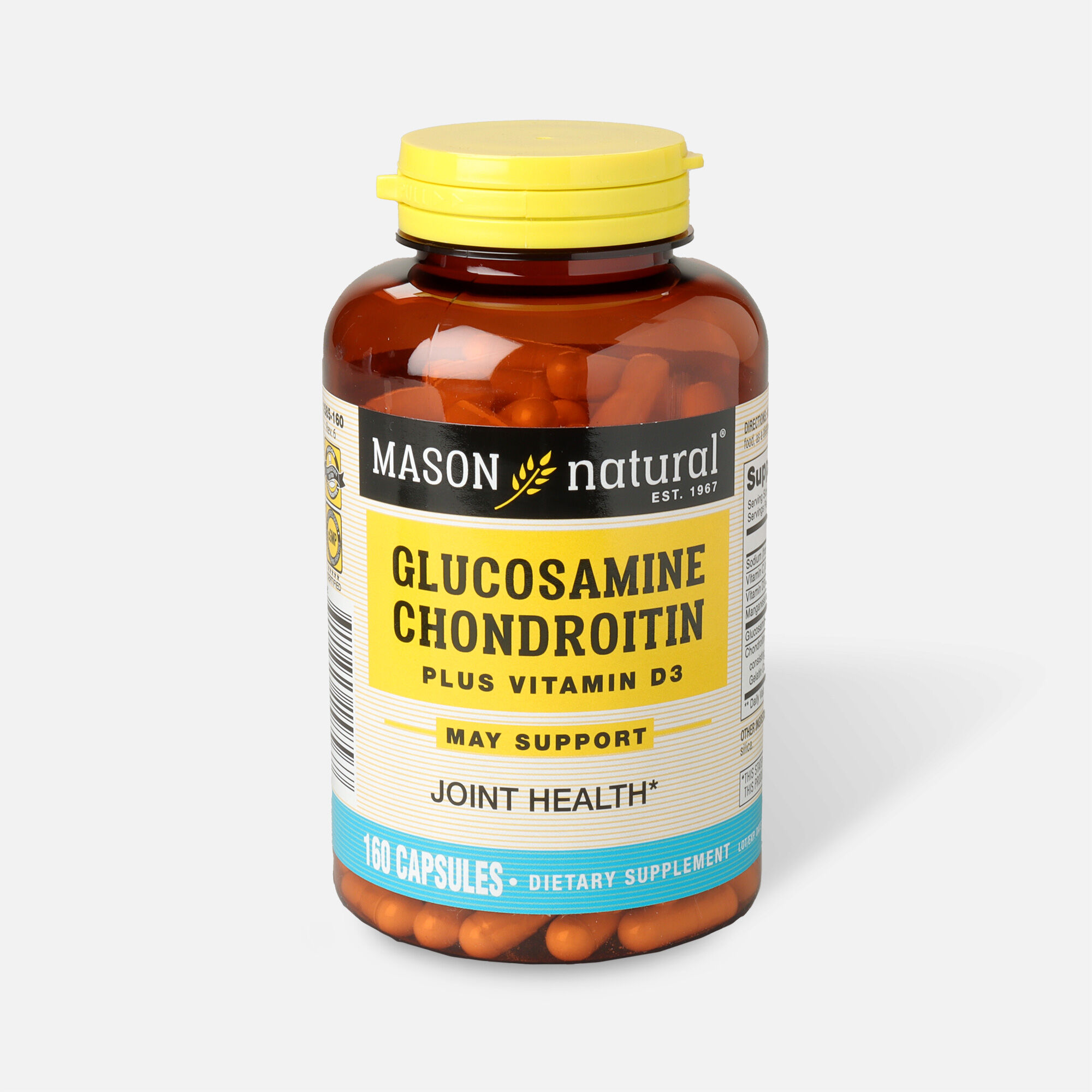Mason Natural Glucosamine Chondroitin Plus Vitamin D3 2000IU, Capsules, 160 ct.