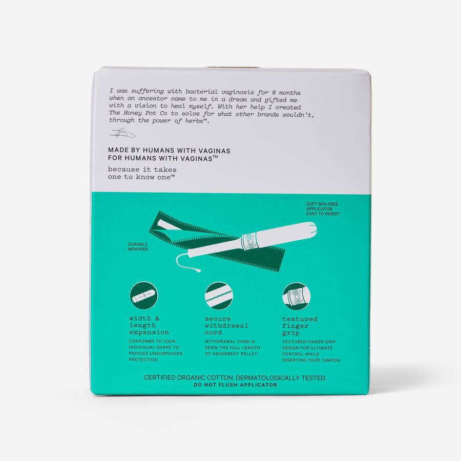 The Honey Pot Super Organic Cotton BPA Free Applicator Tampon, 18 ct., , large image number 1