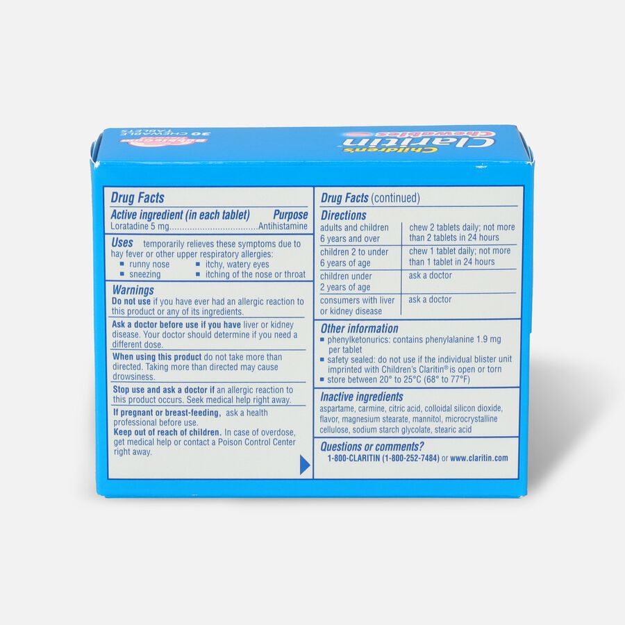 Claritin Children's Allergy Relief Chewable Tablets, Bubblegum, 30 ct., , large image number 1