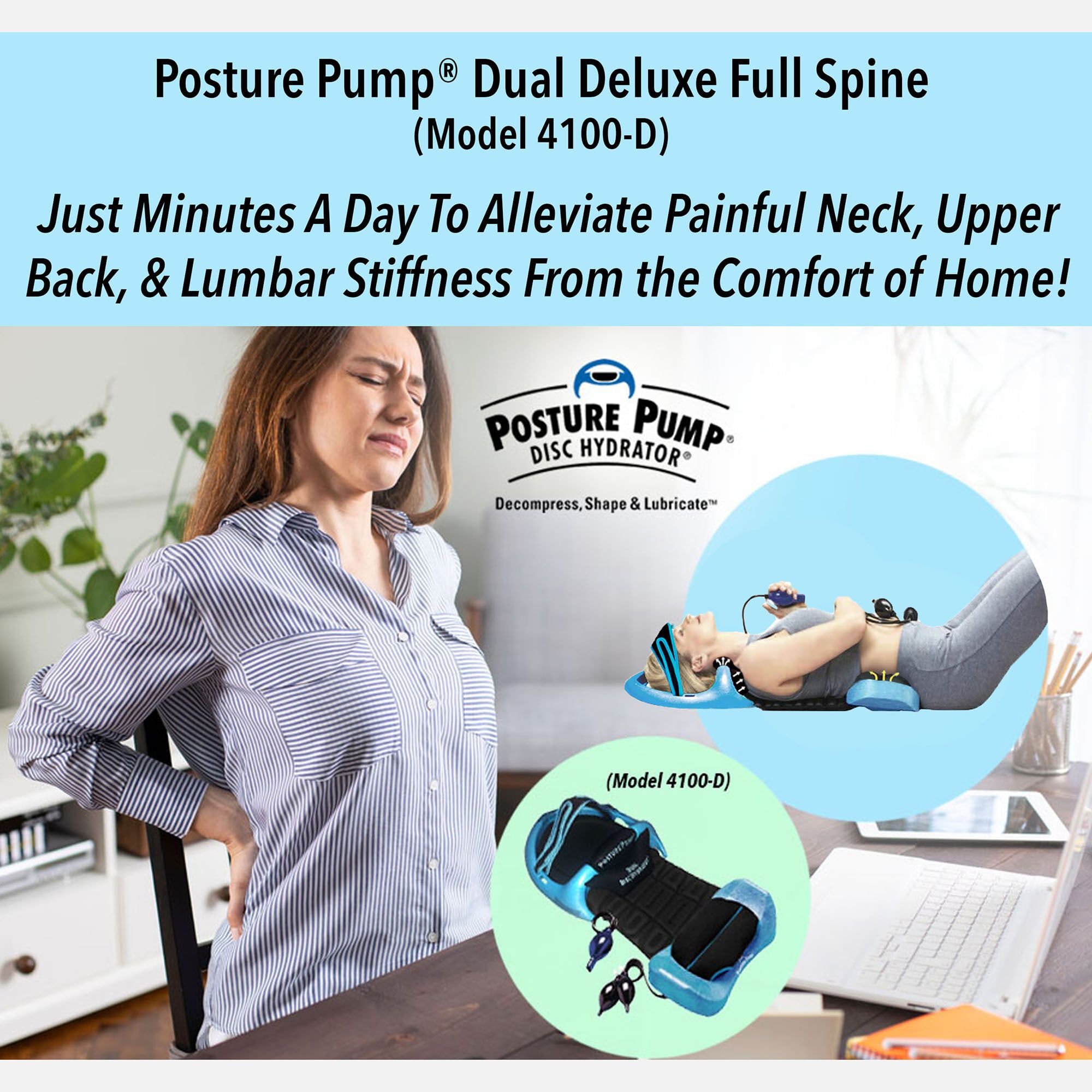 Posture Pump® Dual Deluxe Full Spine with Disc Hydrator, Model 4100-D, , large