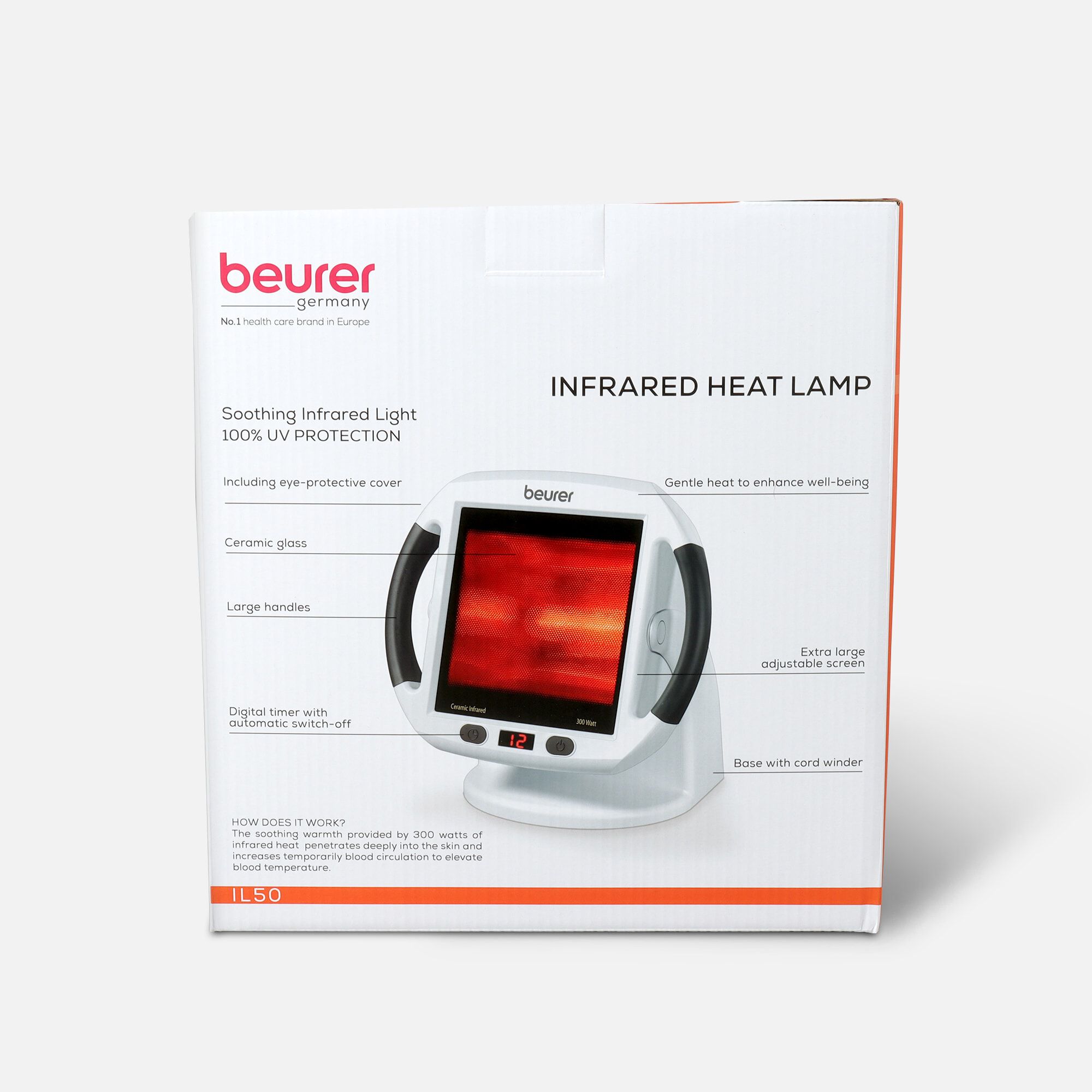 Beurer Pain Relief Infrared Red Light Heat Lamp, , large