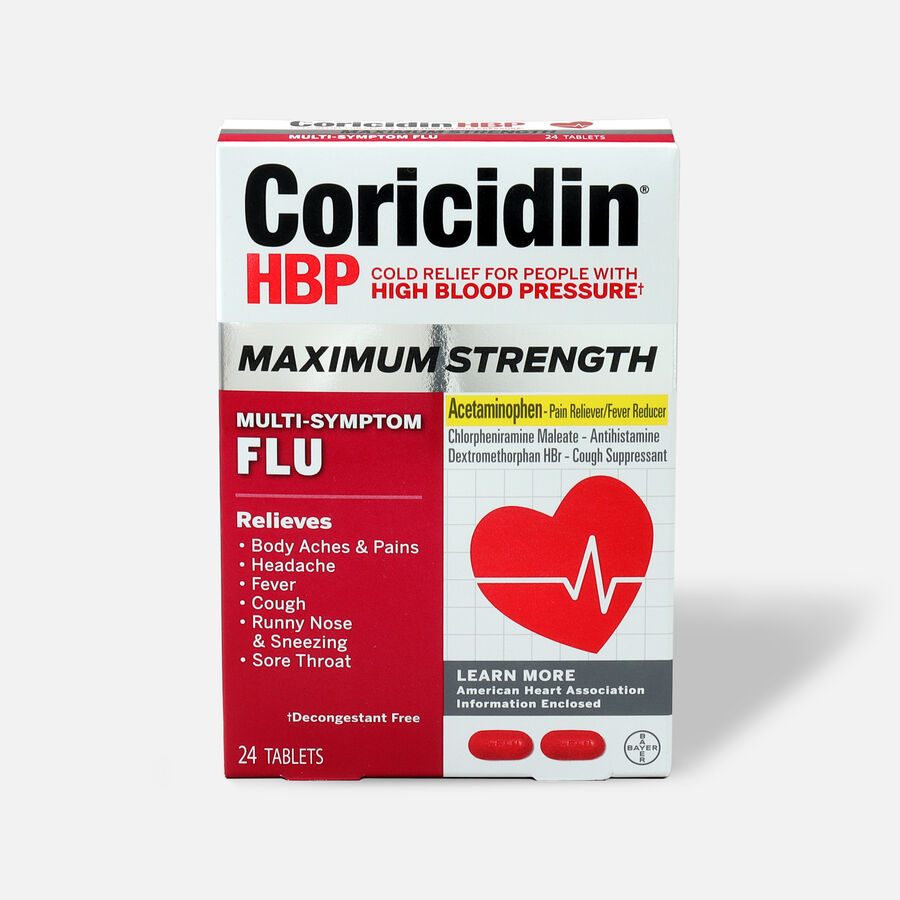 Coricidin HBP Max Strength Multi-Symptom Flu Tablets, 24 ct., , large image number 0