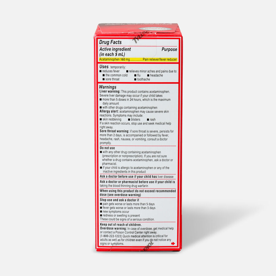 Tylenol Children's Pain & Fever Reliever Liquid, Dye-Free, Cherry, 4 fl oz., , large image number 1