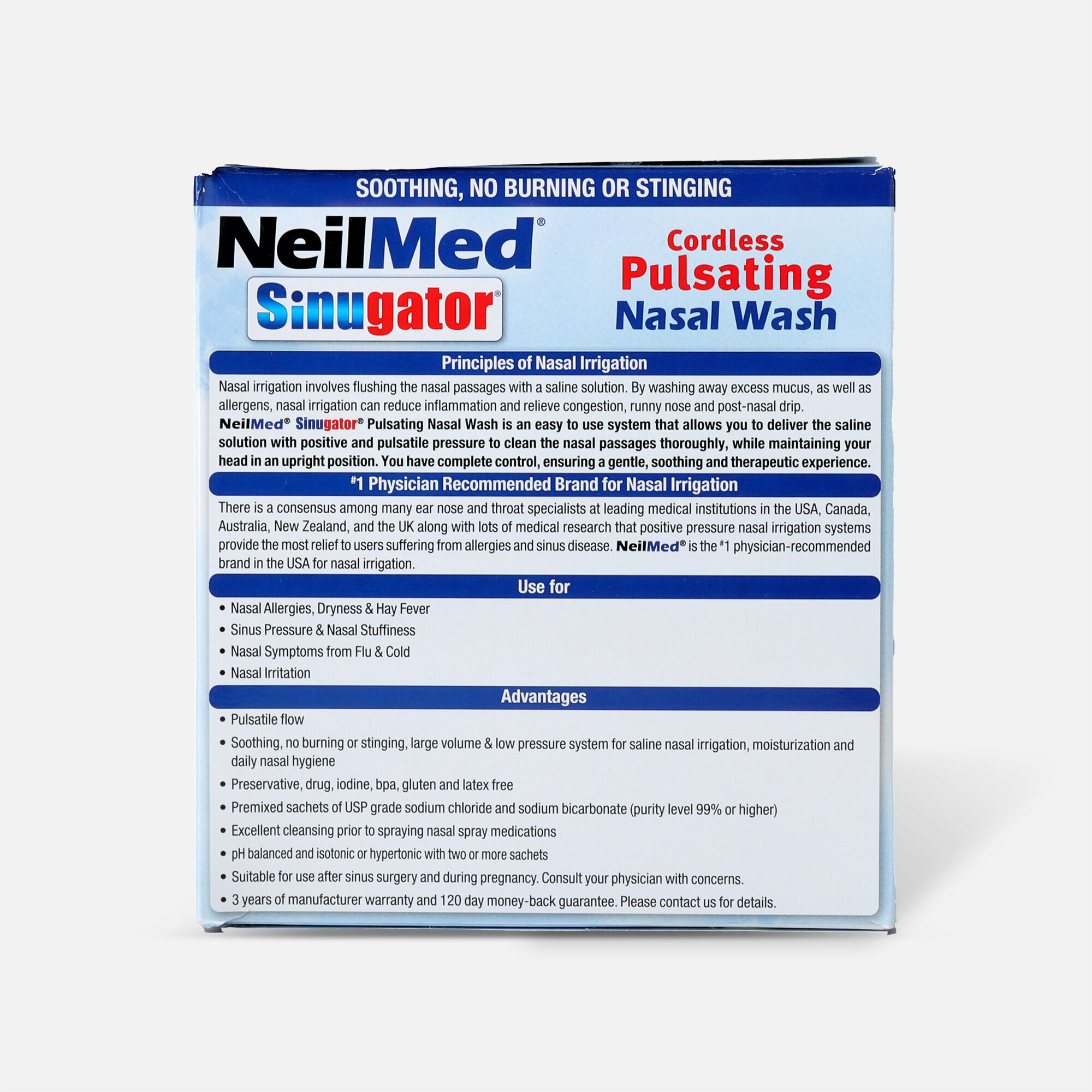 NeilMed Sinugator Cordless Pulsating Nasal Wash with 30 Premixed Packets, 1 set, , large