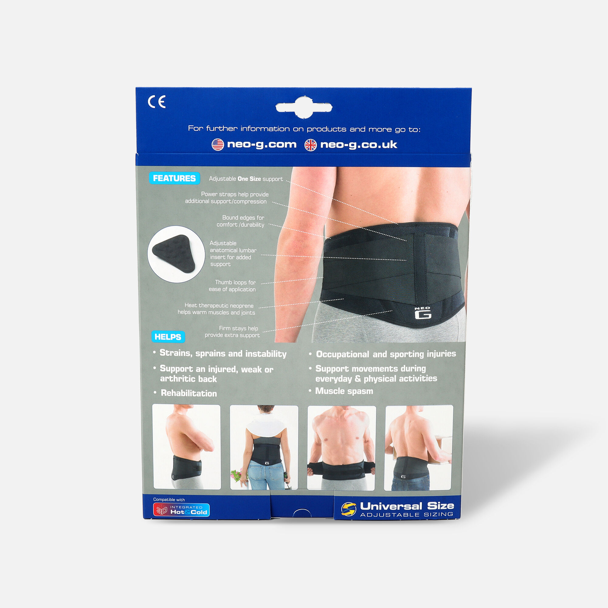 Neo G Back Brace with Power Straps, One Size, , large