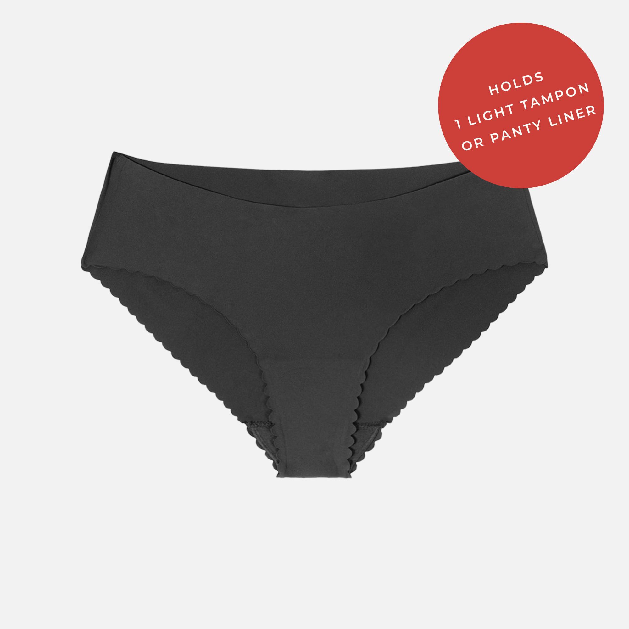 Proof® Period Underwear - Everyday Panties (1 Light Tampon/Panty Liner), Black, large