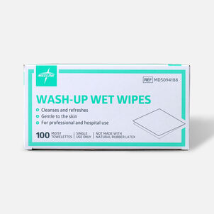 Medline&reg; Industries Wash-up Wet Towelettes, 5" x 7", Box of 100