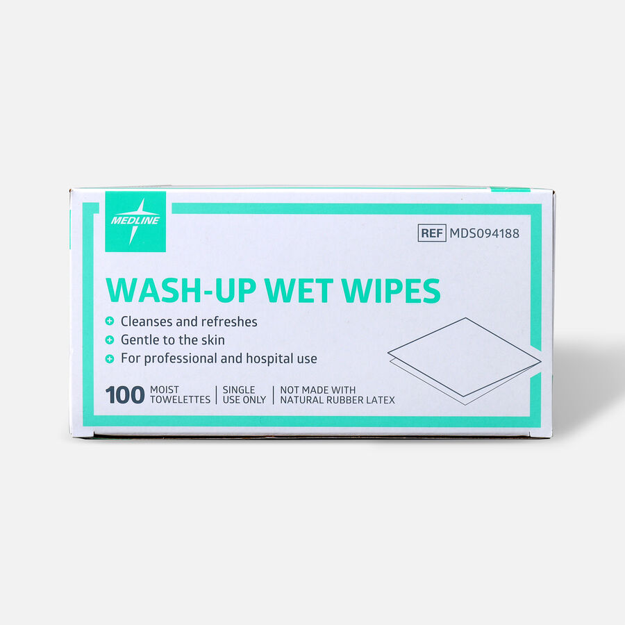 Medline&reg; Industries Wash-up Wet Towelettes, 5" x 7", Box of 100, , large image number 0