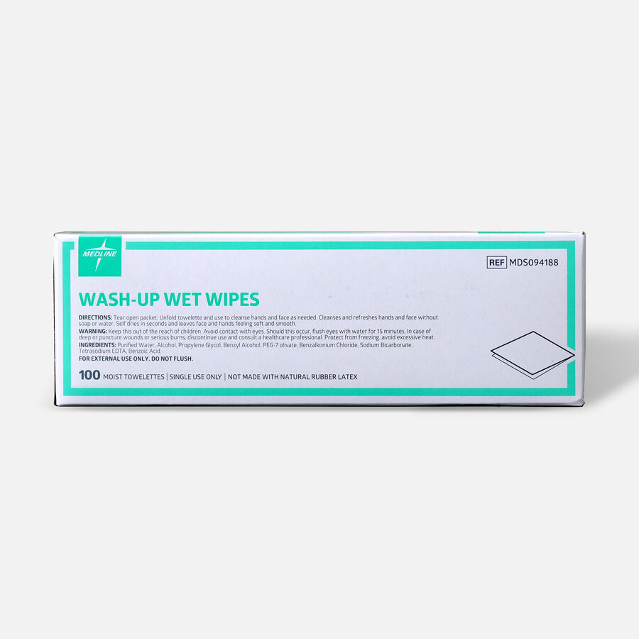 Medline&reg; Industries Wash-up Wet Towelettes, 5" x 7", Box of 100, , large image number 1