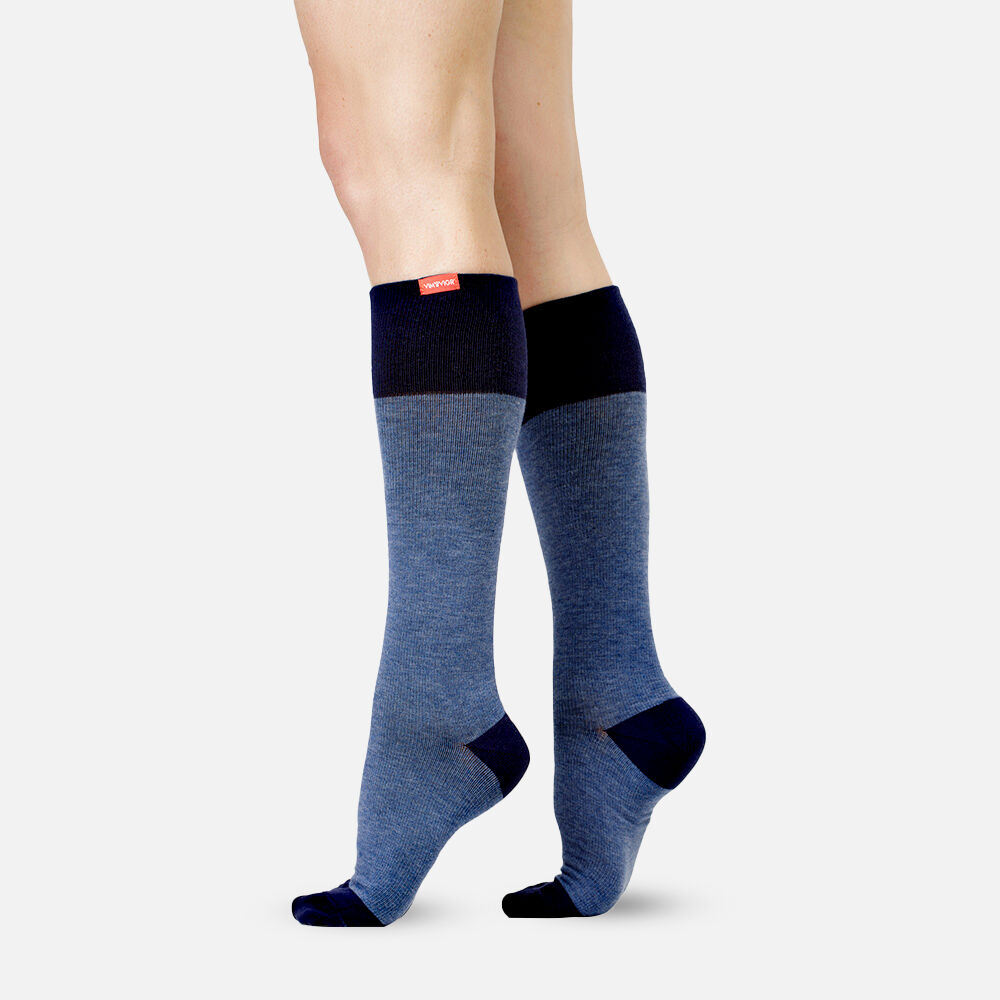 VIM & VIGR Cotton Compression Socks, Heathered Collection Navy, S/M, 30-40 mmHg