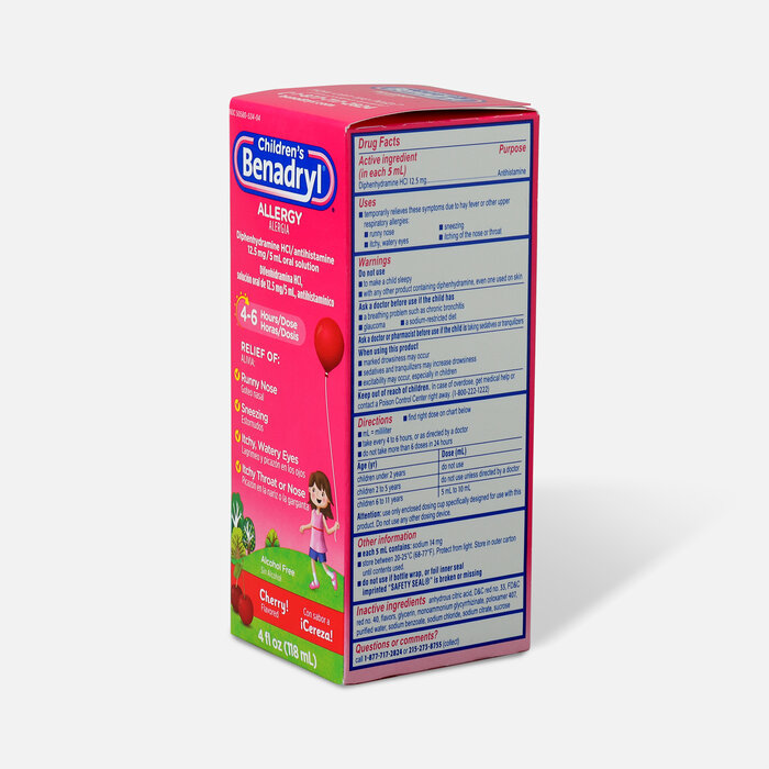 Children's Benadryl Cherry flavored Allergy 4 fl oz., , large