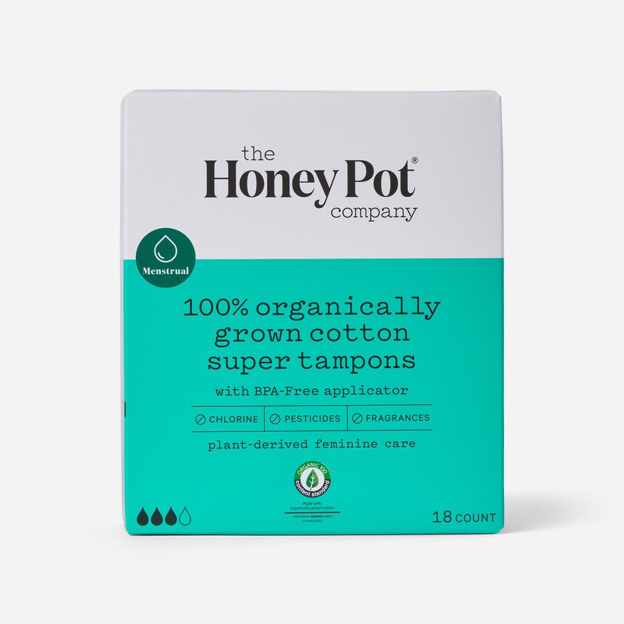 The Honey Pot Super Organic Cotton BPA Free Applicator Tampon, 18 ct., , large image number 0