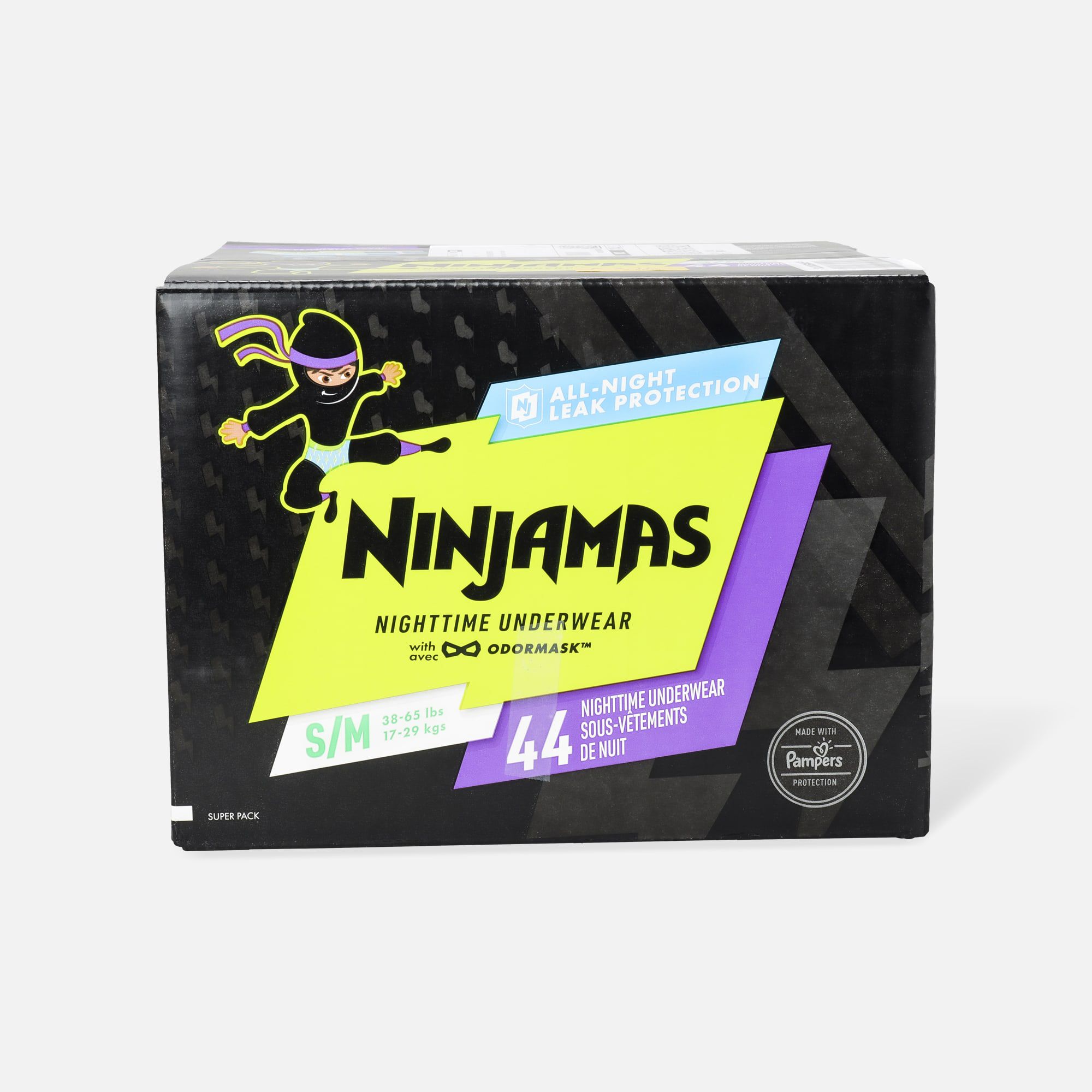 Ninjamas Nighttime Bedwetting Underwear, Boy, Size S/M, 44 ct.