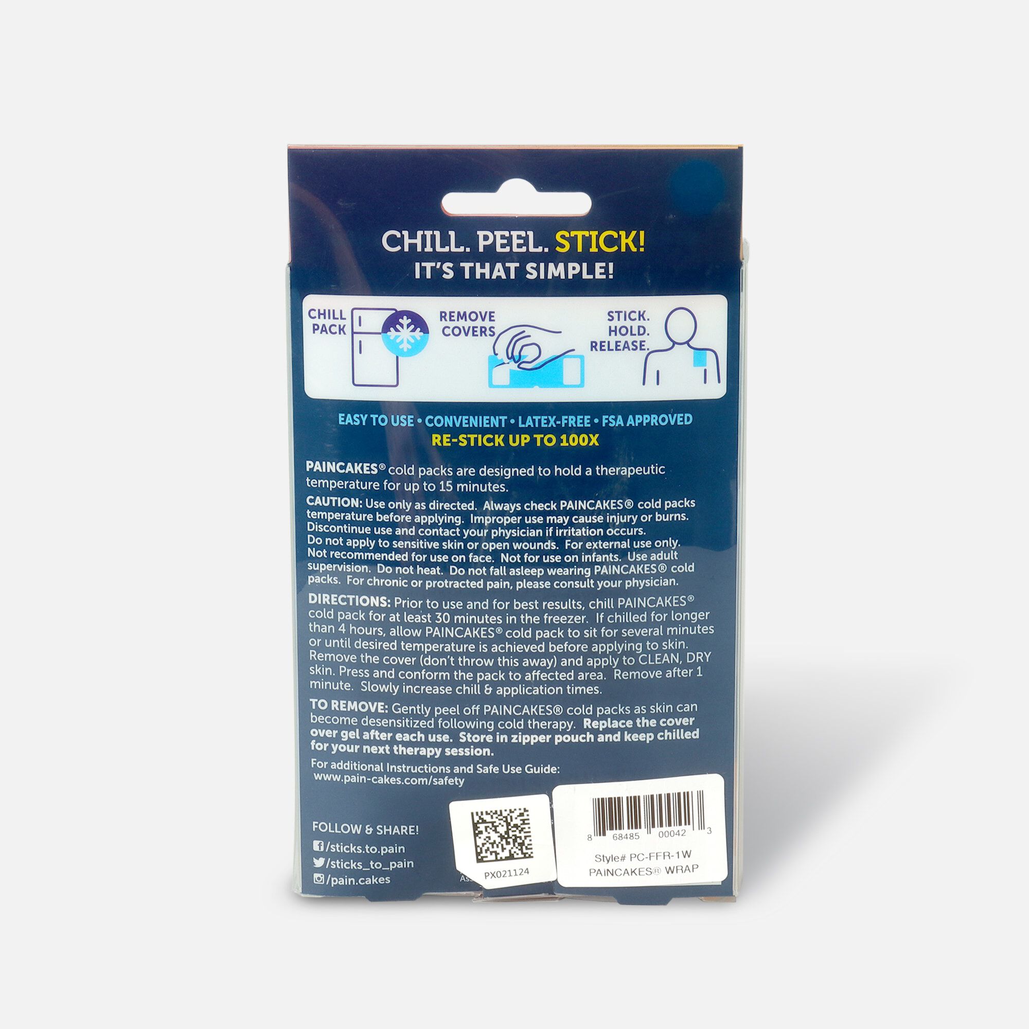 PainCakes Wrap Stickable Cold Pack, Blue, 10", , large