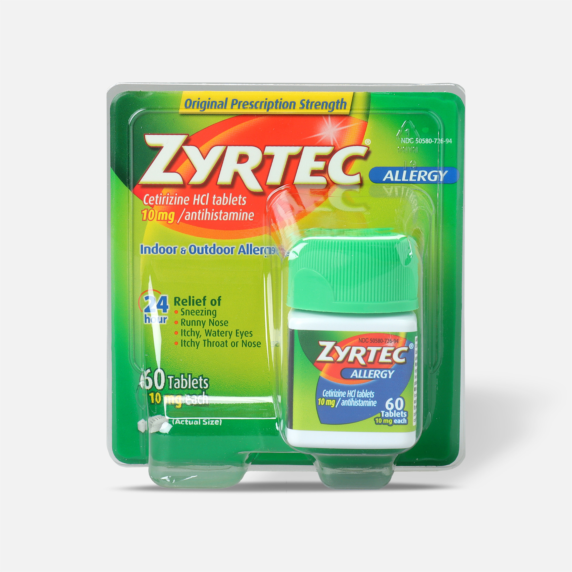 Zyrtec Indoor & Outdoor Allergy Relief Tablets, 10 mg, 60 ct.